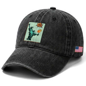 No Kings Washed Cotton Baseball Cap Statue of Liberty Political Protest TS14 Print Your Wear
