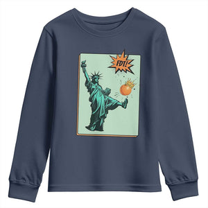 No Kings Youth Sweatshirt Statue of Liberty Political Protest TS14 Navy Print Your Wear