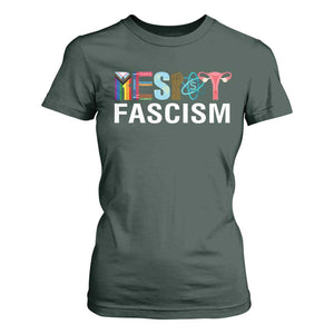 Resist Fascism Protest T Shirt For Women Anti Trump Political Activist TS14 Dark Forest Green Print Your Wear