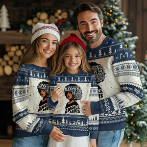 Angela Davis Inspirational Quote Ugly Christmas Sweater I Am No Longer Accepting The Things I Cannot Change TS14 Beige Navy Print Your Wear