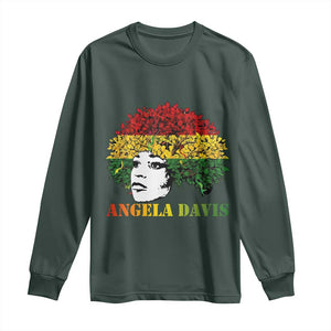 Angela Davis Long Sleeve Shirt Black History Month TS14 Dark Forest Green Print Your Wear