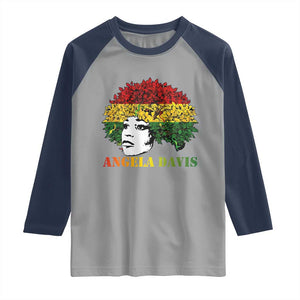 Angela Davis Raglan Shirt Black History Month TS14 Sport Gray Navy Print Your Wear