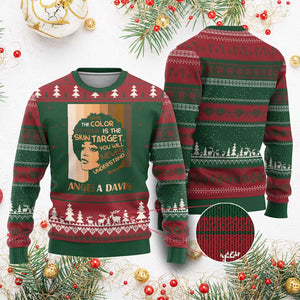 Angela Davis Inspirational Quote Ugly Christmas Sweater Black Pride Melanin TS14 Red Green Print Your Wear