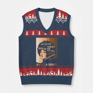 Angela Davis Inspirational Quote V-Neck Knit Sweater Vest Black Pride Melanin TS14 Navy Red Print Your Wear