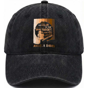 Angela Davis Inspirational Quote Washed Cotton Baseball Cap Black Pride Melanin TS14 Washed Cap Universal Fit Black Print Your Wear