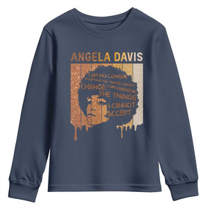 Angela Davis Quote Youth Sweatshirt I Am No Longer Accepting The Things I Cannot Change TS14 Navy Print Your Wear