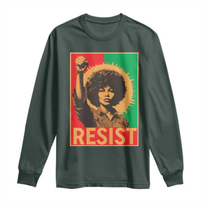 Angela Davis Long Sleeve Shirt Political Protest Resist Civil Rights Freedom TS14 Dark Forest Green Print Your Wear