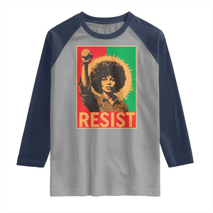 Angela Davis Raglan Shirt Political Protest Resist Civil Rights Freedom TS14 Sport Gray Navy Print Your Wear