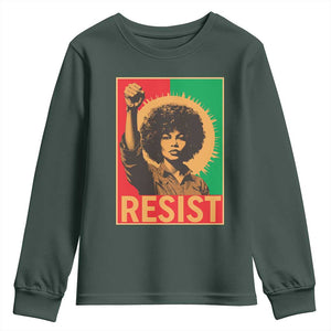Angela Davis Youth Sweatshirt Political Protest Resist Civil Rights Freedom TS14 Dark Forest Green Print Your Wear