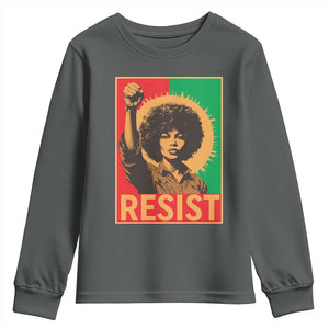 Angela Davis Youth Sweatshirt Political Protest Resist Civil Rights Freedom TS14 Dark Heather Print Your Wear
