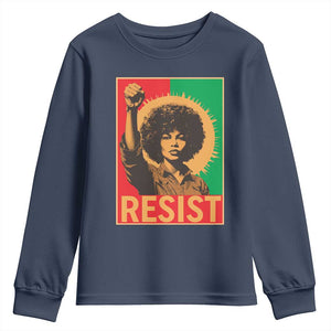 Angela Davis Youth Sweatshirt Political Protest Resist Civil Rights Freedom TS14 Navy Print Your Wear