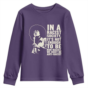Angela Davis Inspirational Quote Youth Sweatshirt TS14 Purple Print Your Wear