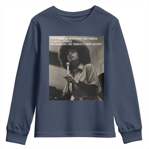 Angela Davis Inspirational Quote Youth Sweatshirt Black History Month TS14 Navy Print Your Wear