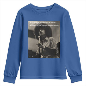 Angela Davis Inspirational Quote Youth Sweatshirt Black History Month TS14 Royal Blue Print Your Wear