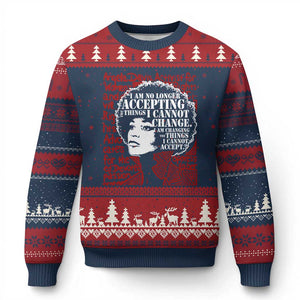 Angela Davis Inspirational Quote Ugly Christmas Sweater Black History Month TS14 Navy Red Print Your Wear