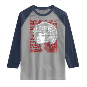 Angela Davis Inspirational Quote Raglan Shirt Black History Month TS14 Sport Gray Navy Print Your Wear