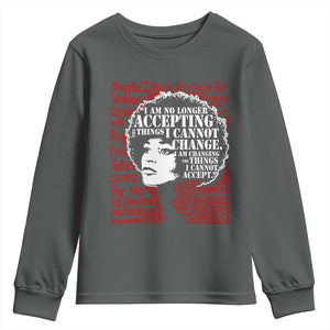 Angela Davis Inspirational Quote Youth Sweatshirt Black History Month TS14 Dark Heather Print Your Wear