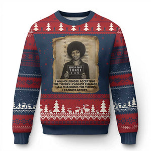 Angela Davis Inspirational Quote Ugly Christmas Sweater Black History Melanin TS14 Navy Red Print Your Wear