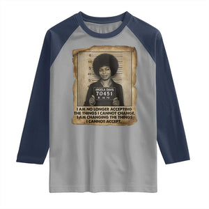 Angela Davis Inspirational Quote Raglan Shirt Black History Melanin TS14 Sport Gray Navy Print Your Wear