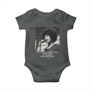 Angela Davis Inspirational Quote Baby Onesie Black History African Pride Power TS14 Dark Heather Print Your Wear
