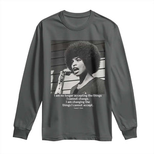 Angela Davis Inspirational Quote Long Sleeve Shirt Black History African Pride Power TS14 Dark Heather Print Your Wear