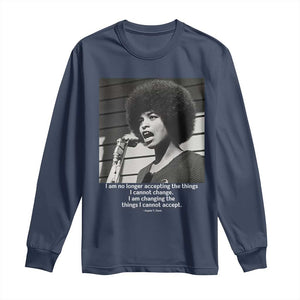 Angela Davis Inspirational Quote Long Sleeve Shirt Black History African Pride Power TS14 Navy Print Your Wear
