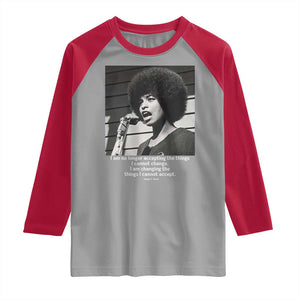 Angela Davis Inspirational Quote Raglan Shirt Black History African Pride Power TS14 Sport Gray Red Print Your Wear