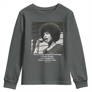 Angela Davis Inspirational Quote Youth Sweatshirt Black History African Pride Power TS14 Dark Heather Print Your Wear