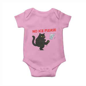 No Ice Please Baby Onesie Funny Black Cat Abolish ICE Meme Protest TS14 Light Pink Print Your Wear