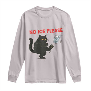 No Ice Please Long Sleeve Shirt Funny Black Cat Abolish ICE Meme Protest TS14 Ice Gray Print Your Wear
