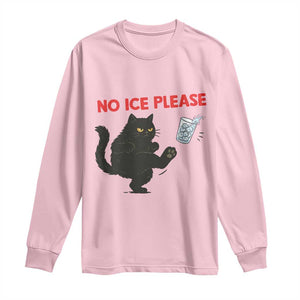 No Ice Please Long Sleeve Shirt Funny Black Cat Abolish ICE Meme Protest TS14 Light Pink Print Your Wear