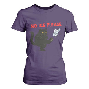 No Ice Please T Shirt For Women Funny Black Cat Abolish ICE Meme Protest TS14 Purple Print Your Wear