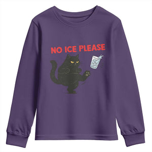 No Ice Please Youth Sweatshirt Funny Black Cat Abolish ICE Meme Protest TS14 Purple Print Your Wear
