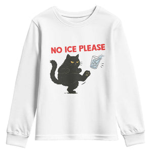 No Ice Please Youth Sweatshirt Funny Black Cat Abolish ICE Meme Protest TS14 White Print Your Wear