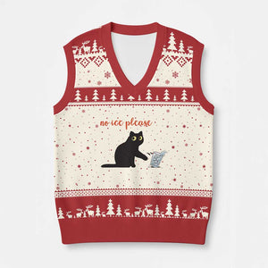 No Ice Please V-Neck Knit Sweater Vest Funny Cat Abolish ICE Meme Protest TS14 Beige Red Print Your Wear
