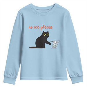 No Ice Please Youth Sweatshirt Funny Cat Abolish ICE Meme Protest TS14 Light Blue Print Your Wear
