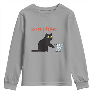 No Ice Please Youth Sweatshirt Funny Cat Abolish ICE Meme Protest TS14 Sport Gray Print Your Wear