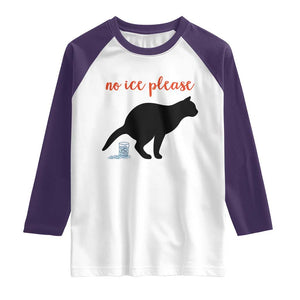 No Ice Please Raglan Shirt Funny Cat Abolish ICE Meme TS14 White Purple Print Your Wear