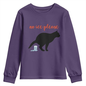 No Ice Please Youth Sweatshirt Funny Cat Abolish ICE Meme TS14 Purple Print Your Wear