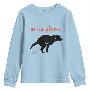 No Ice Please Youth Sweatshirt Funny Dog Anti ICE Meme TS14 Light Blue Print Your Wear
