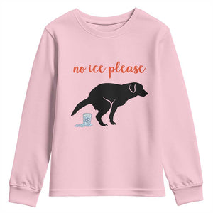 No Ice Please Youth Sweatshirt Funny Dog Anti ICE Meme TS14 Light Pink Print Your Wear