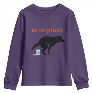 No Ice Please Youth Sweatshirt Funny Dog Anti ICE Meme TS14 Purple Print Your Wear