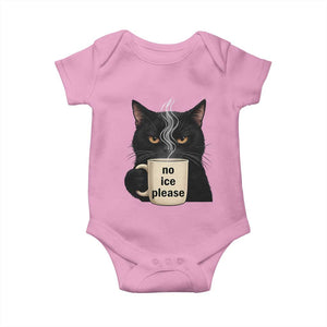 No Ice Please Baby Onesie Funny Black Cat Anti ICE Meme TS14 Light Pink Print Your Wear