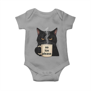 No Ice Please Baby Onesie Funny Black Cat Anti ICE Meme TS14 Sport Gray Print Your Wear