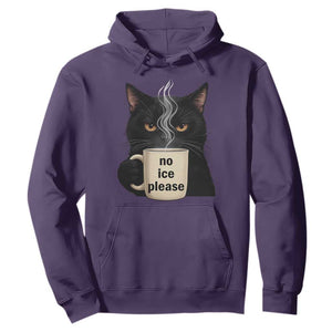 No Ice Please Hoodie Funny Black Cat Anti ICE Meme TS14 Purple Print Your Wear