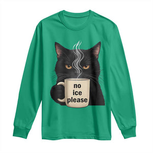 No Ice Please Long Sleeve Shirt Funny Black Cat Anti ICE Meme TS14 Irish Green Print Your Wear