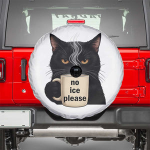 No Ice Please Spare Tire Cover Funny Black Cat Anti ICE Meme TS14 White Print Your Wear