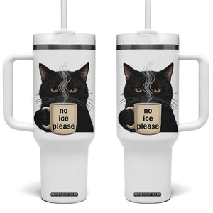 No Ice Please Tumbler With Handle Funny Black Cat Anti ICE Meme TS14 One Size: 40 oz White Print Your Wear