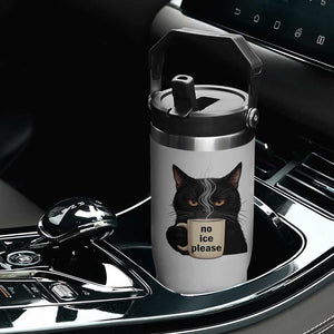 No Ice Please Flip Straw Tumbler Funny Black Cat Anti ICE Meme TS14 Print Your Wear