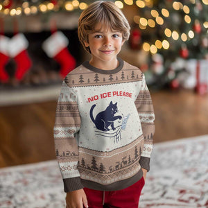 No Ice Please Ugly Christmas Sweater Funny Cat Anti ICE Meme TS14 Mocha Mousse Print Your Wear